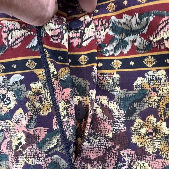 VTG Talbots Womens Size 8 Floral Fair Isle Hidden Button-Up Multicolor Blouse - Picture 3 of 6
